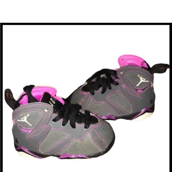 Air Jordan 7 Retro Shoes Gray-Fuchsia Flash Style 705417-01 - Picture 2 of 6